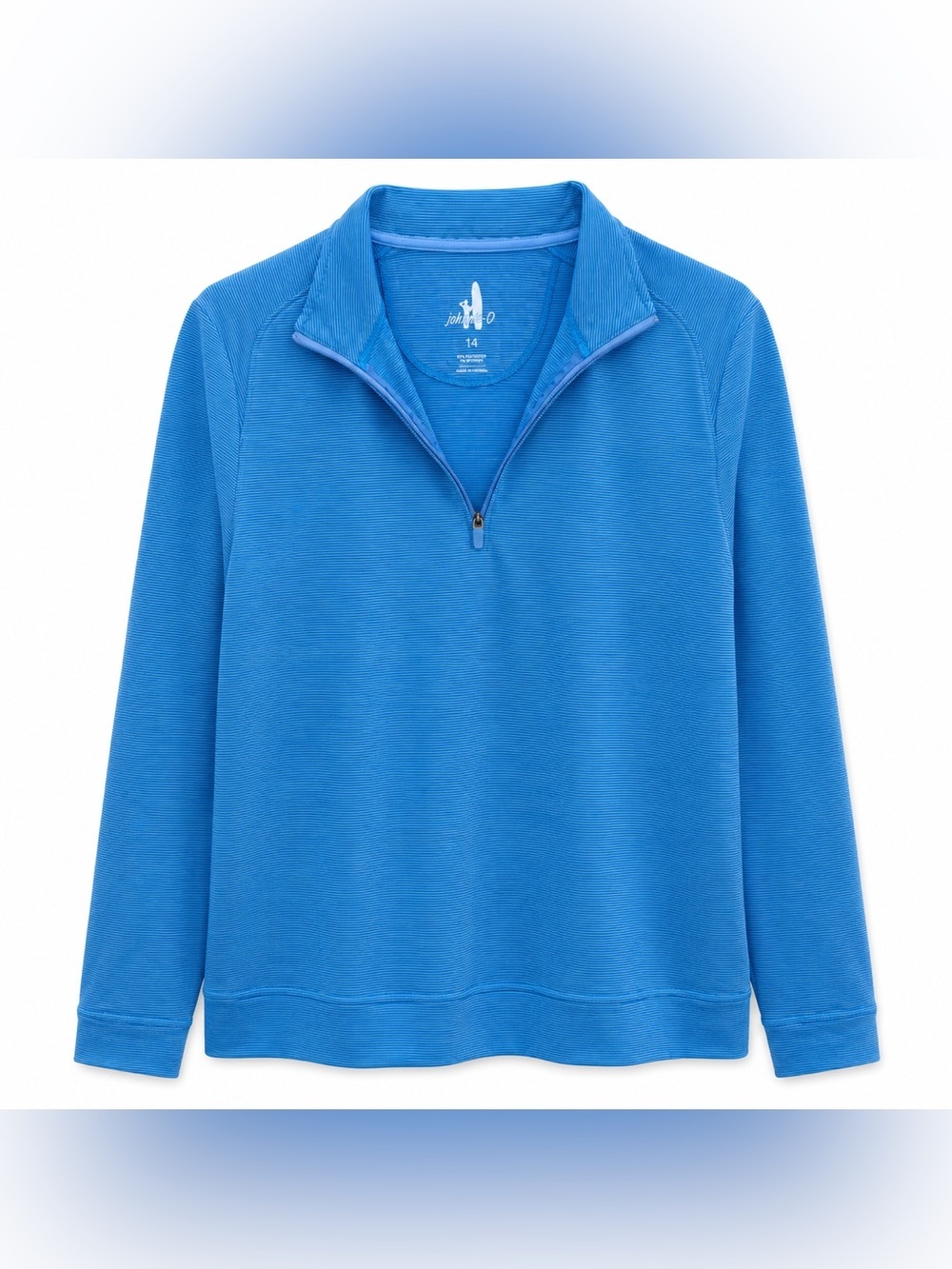 Johnnie-O Pullover 1/4 Zip Performance Golf Top Blue Striped Women’s Size 14